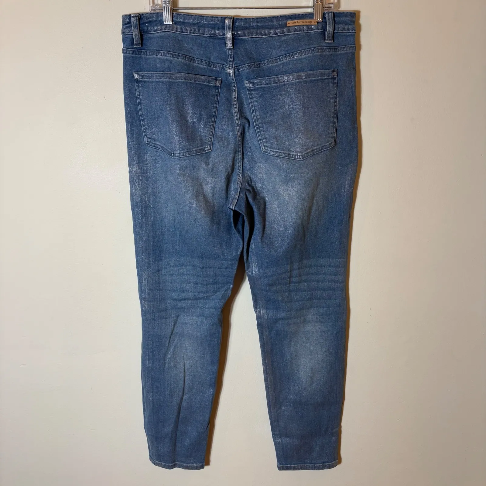 Soft‎ Surroundings Blue Metallic Wash Denim Jeans Womens Size 16 - Image 5