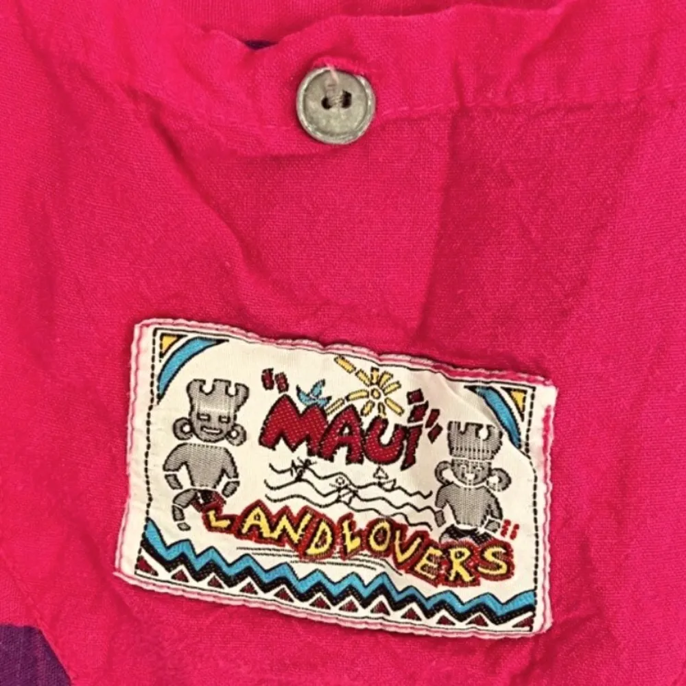 Vintage 80's International Outlook Color Block Button Down Maui Surfer Shirt Med Red - Image 5