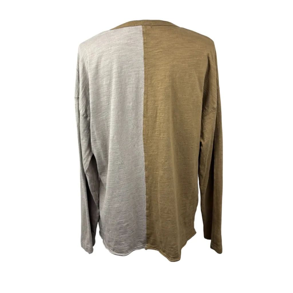 Cotton Bleu floral top size Large fairy y2k fall colorblock back to school Tan - Image 4