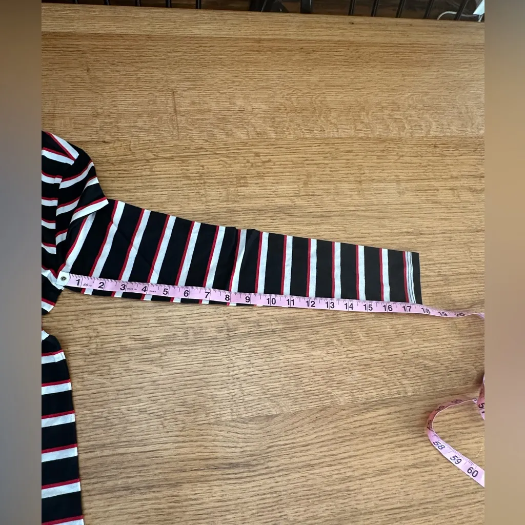 Universal Standard NWT LONG SLEEVE TEE REX
BLACK/RED/BONE STRIPE Sz 0/00, XS - Image 4