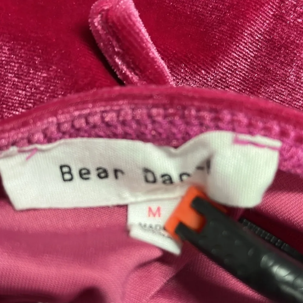 Bear Dance Pink Soft Stretch Velvet Ruched Chest Halter Mini Dress Medium - Image 9