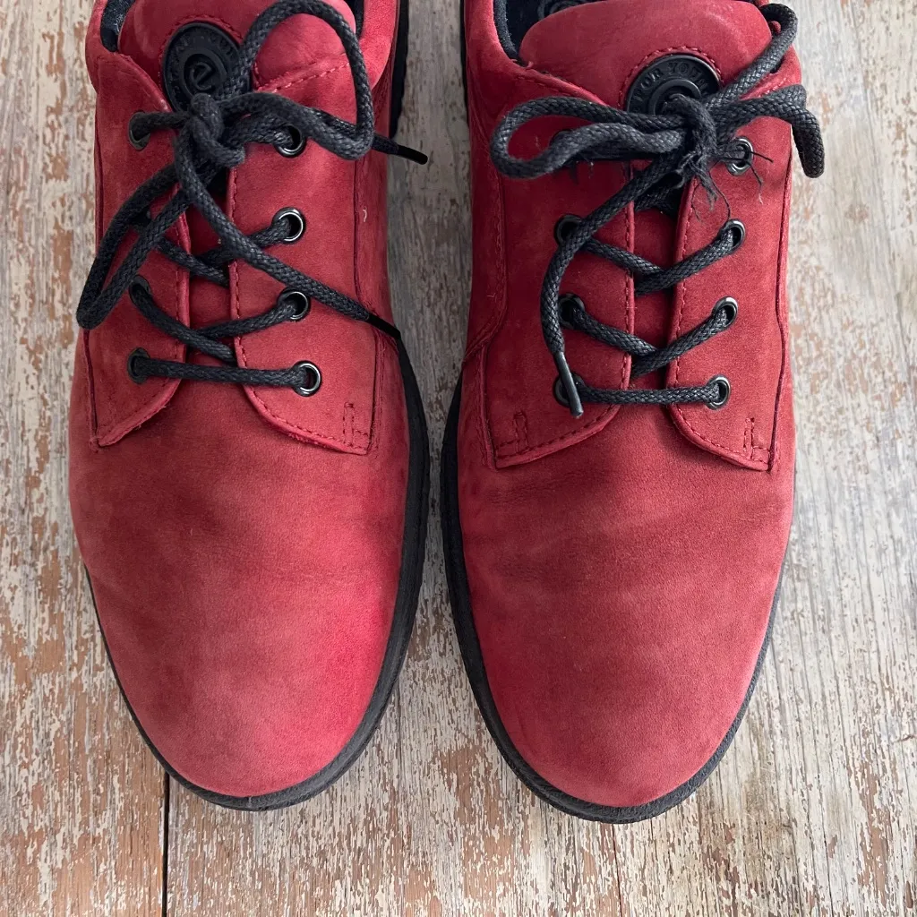 Ecco Soft Red Nubuck Shoes Womens EU 41 Size 10 Comfort Lace Up Oxford Sneaker - Image 6