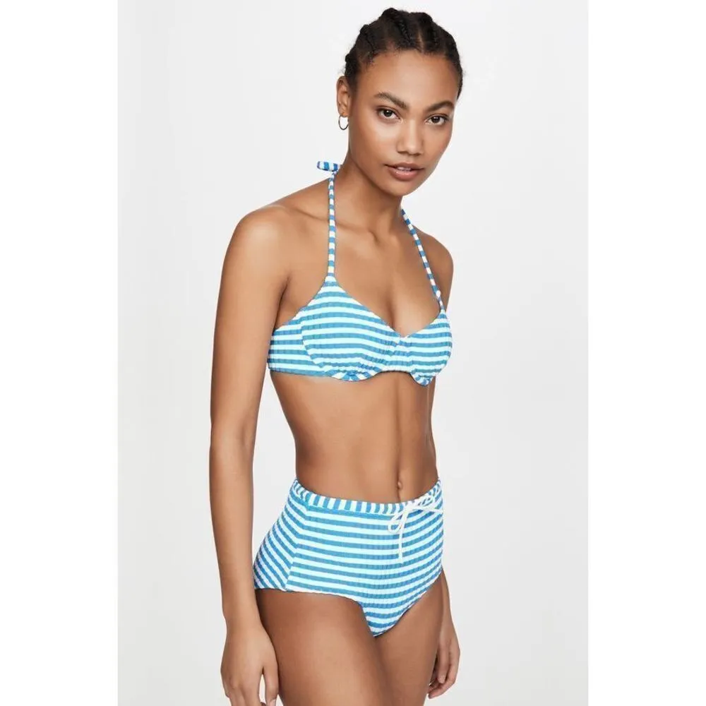 ✨SOLID AND STRIPED
THE GINGER TIE BIKINI TOP- AZURE STRIPE
RIB✨ - Image 7