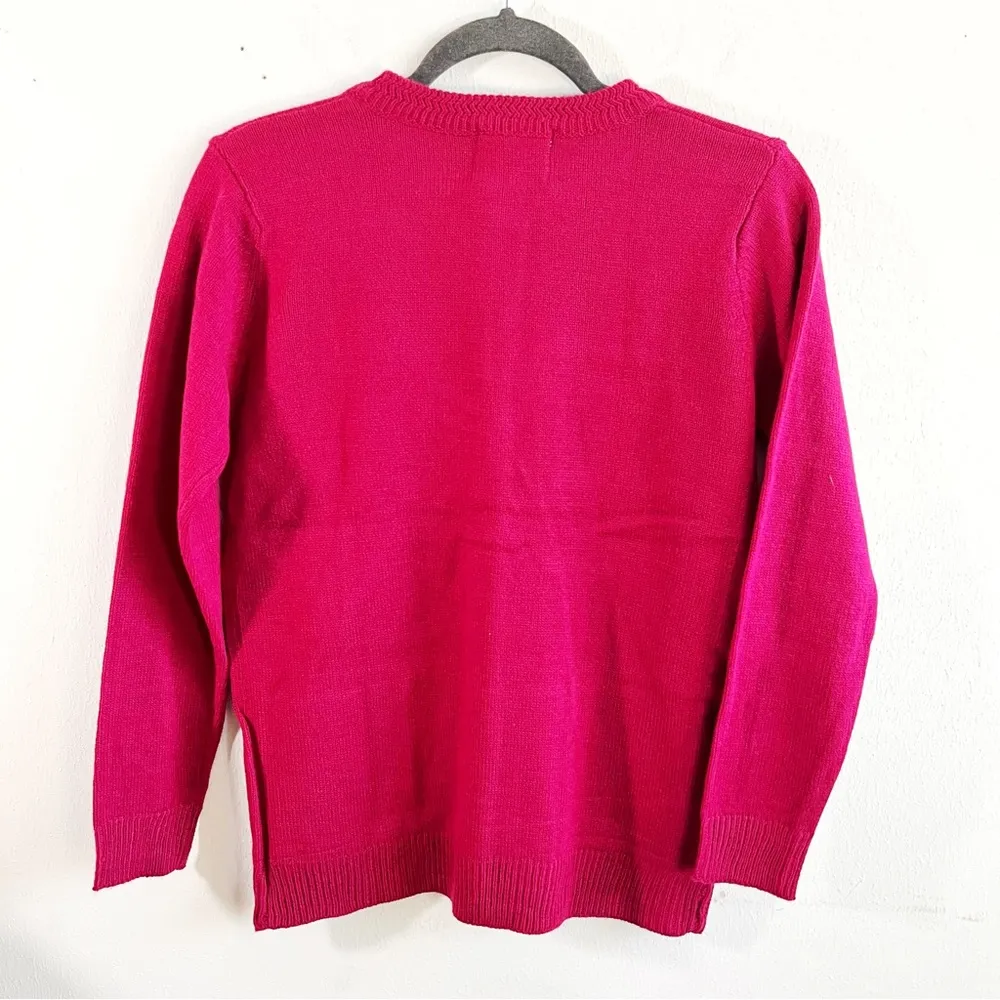 Vintage Jenny Cardigan Hot Pink Knit Button Front Sweater Sz SP NWT Old Stock - Image 10