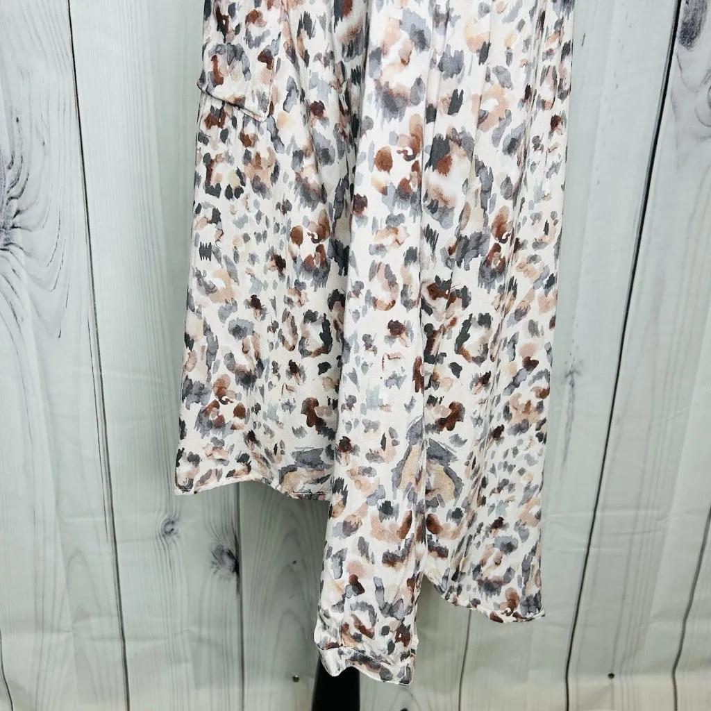 Bella Dahl Revolve Button Down Abstract Print Long Sleeve Shirt Hi-Low Sz L - Image 6