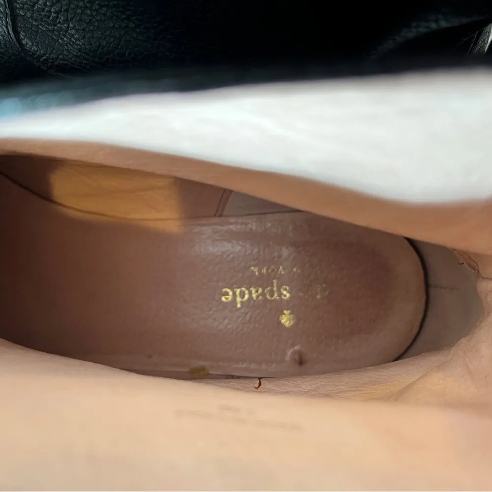 Kate Spade NY Black Leather Ankle Boots with Bow Detail women’s 9.5 booties - Image 4