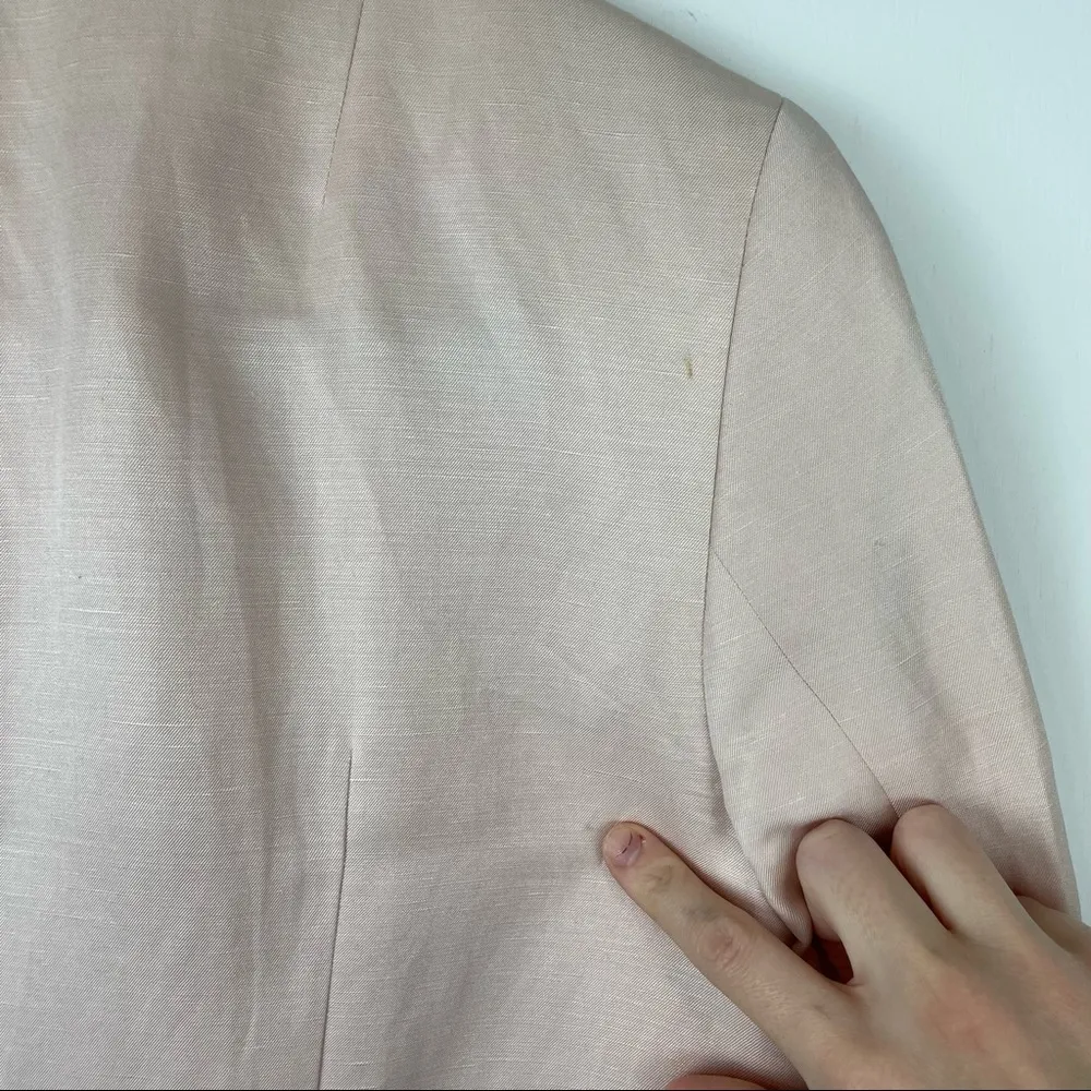 Vintage DKNY Silk Linen Blazer Blush Pink Sz 8 Double Button Jacket Lagenlook - Image 10