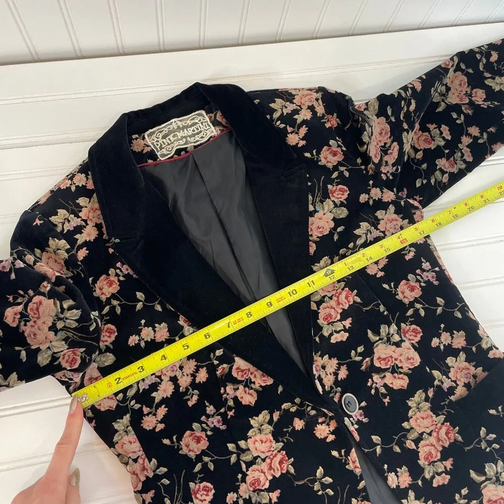 Pink Martini Floral Blazer Single Breasted One Button Career Workwear Size XS S - Image 4
