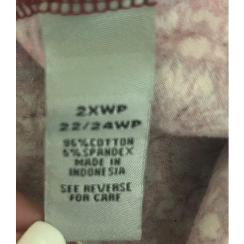 Catherines Women Top 2X Petite Maroon Abstract Whimsy Boho Mature‎ Office Travel - Image 5