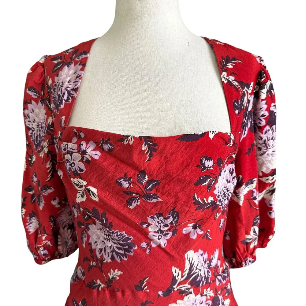 Maeve by Anthropologie Red Floral Lined Midi A - Image 3