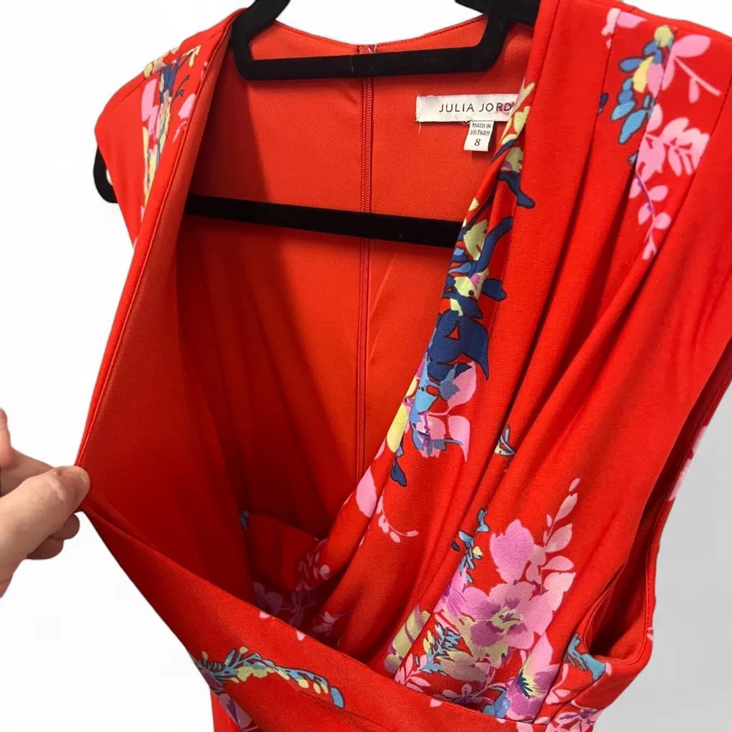 Julia Jordan faux wrap floral midi dress with belt size 8 - Image 5