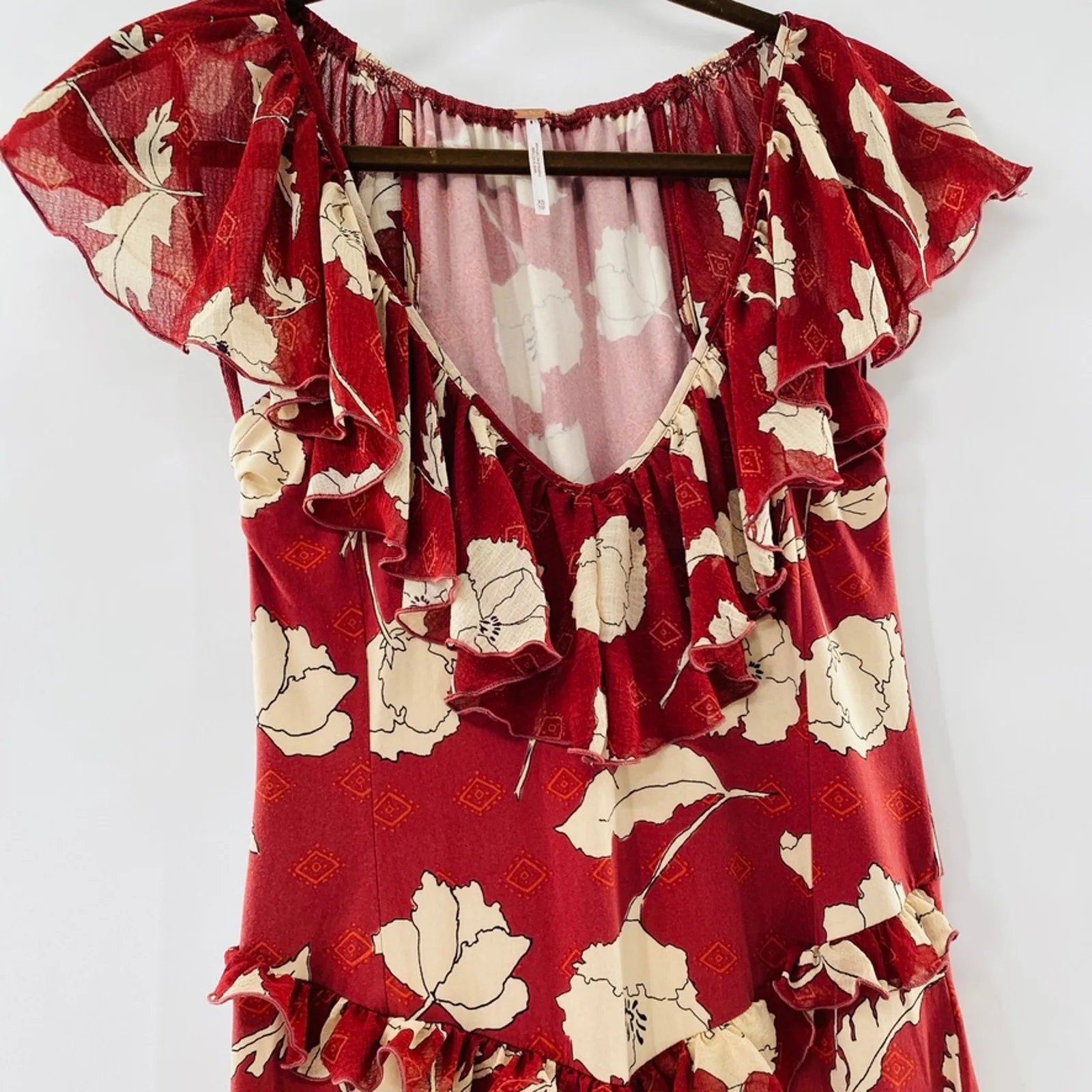 NEW Free People Austyn Jumpsuit Floral Print Ruffle Extra Small Boho Festival - Image 6