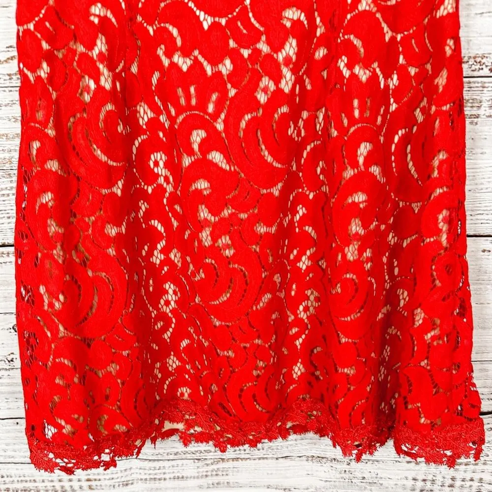 Francesca’s Red Lace Halter Neck Sleeveless Cocktail Mini Party Dress, EUC, Med - Image 5