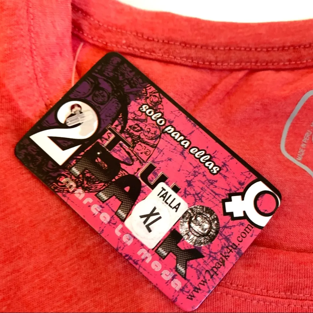 NWT 2 Pak 100% Cotton Coral Graphic Tee Made Peru Size XL - Image 3