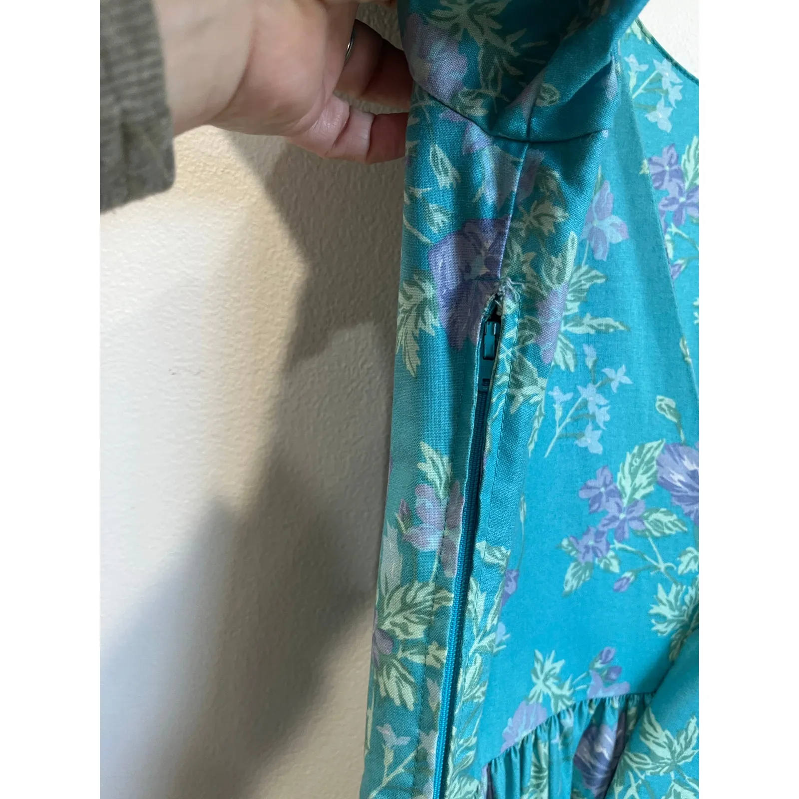 Laura Ashley Vintage 80s Cottagecore Puff Sleeve Prairie Midi Dress Size 10 - Image 5