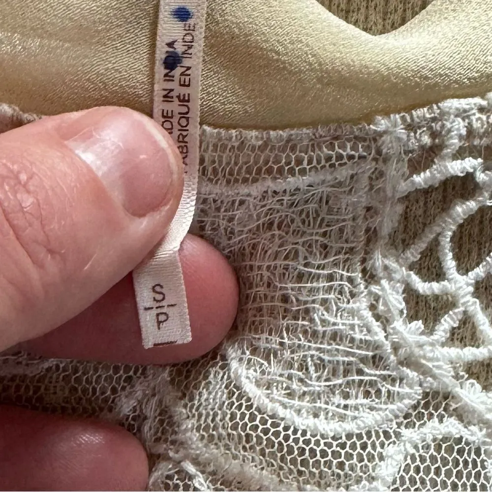 Free People NWOT Toni Top Cream Mesh Lace Relaxed Fit Size Small oversized - Image 6