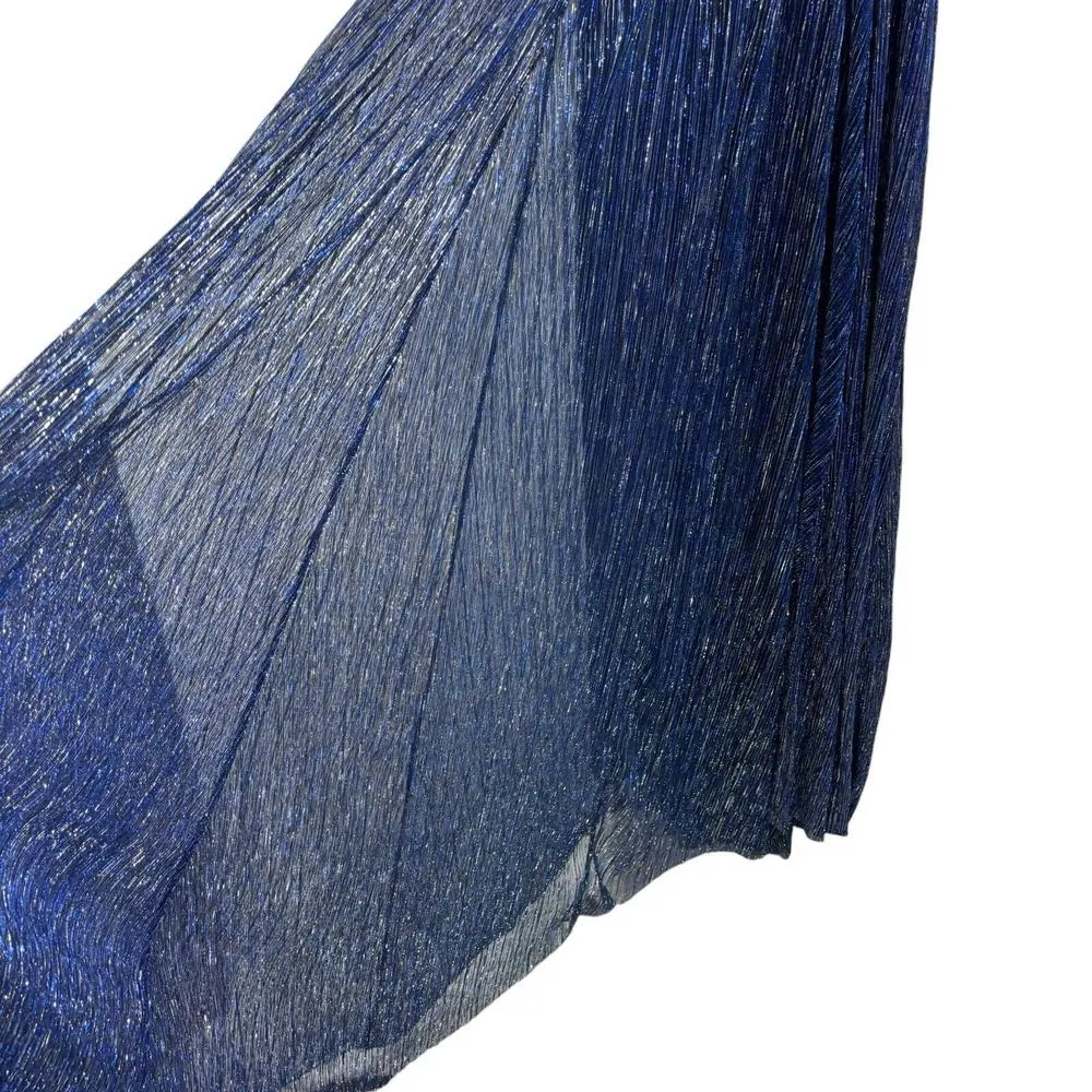 NWT Lulus Stunner Shiny Metallic Backless Maxi Dress Blue Prom Homecoming Size S - Image 6