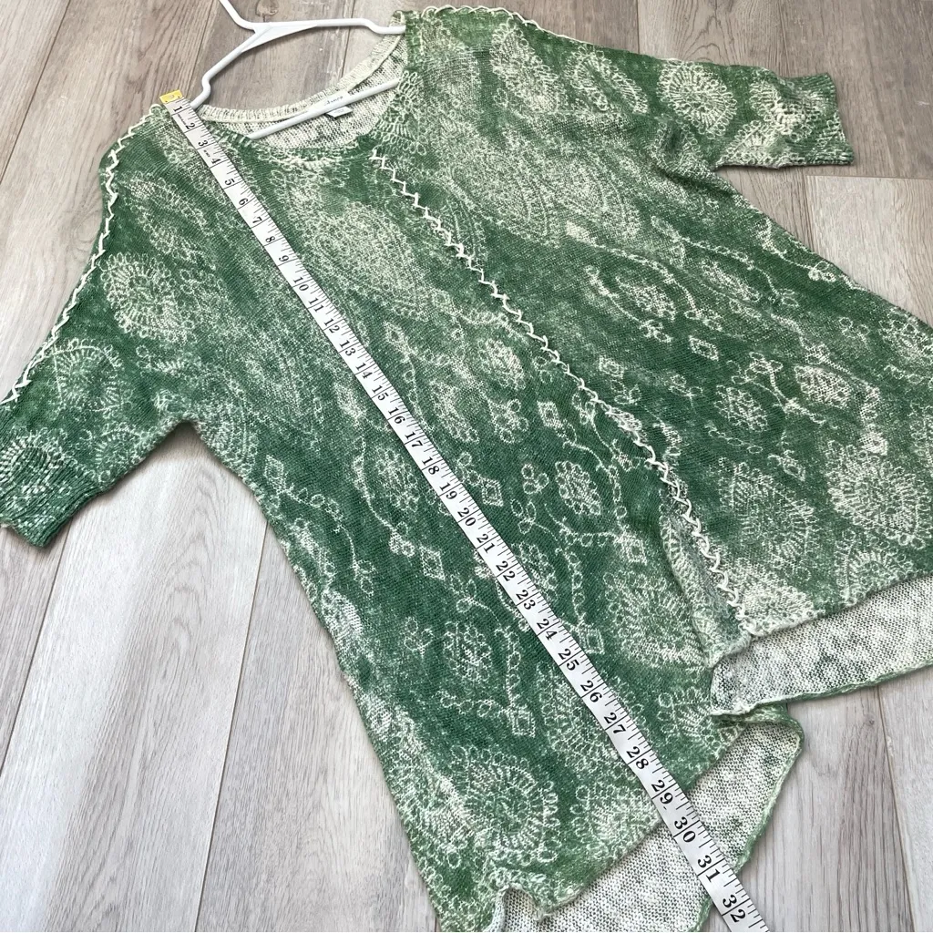 Sundance Fia Sweater embroidered tapestry knit womens Green (large) boho coastal - Image 6