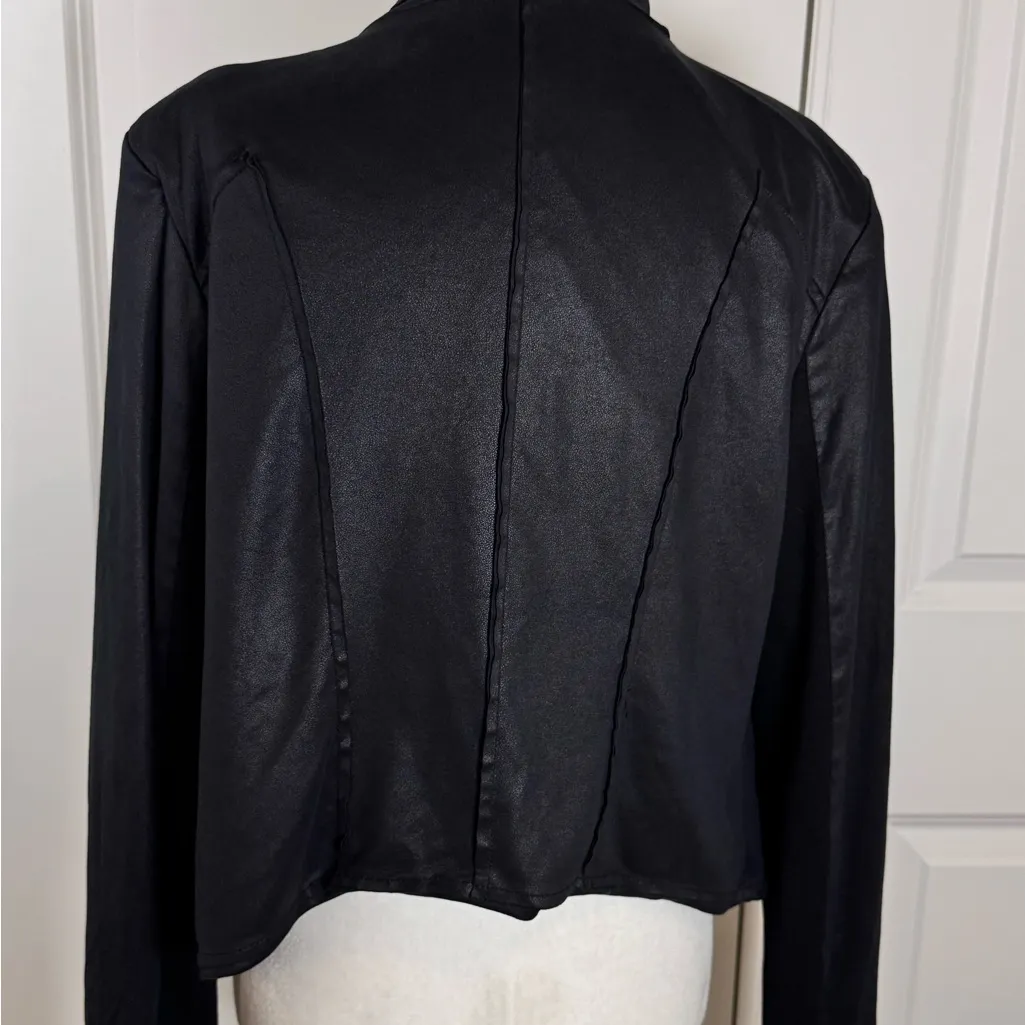 Gibson Latimer Black Faux Suede Waterfall Jacket Wrap Front Minimalist L - Image 4