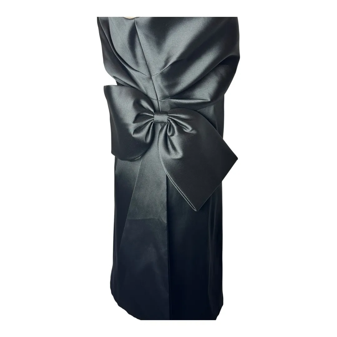 Sachin & Babi Dress‎ Women 10 Black Satin One Shoulder Bow Mini Cocktail Party - Image 6