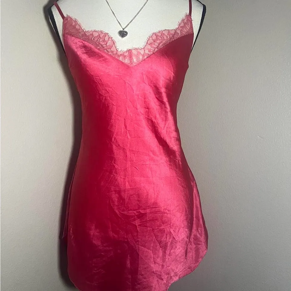 Victoria's Secret Pink Satin Chemise with Lace - Image 2