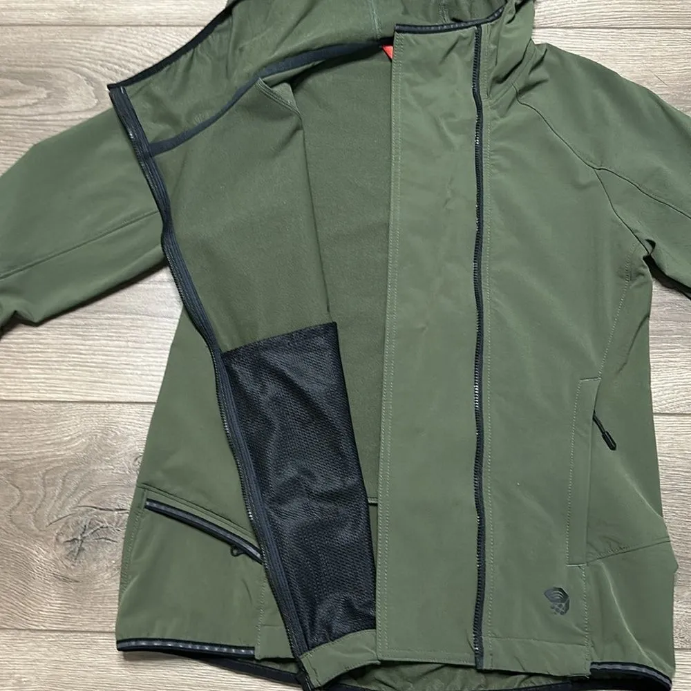 Mountain Hardwear Speedstone Soft Shell Hooded Front Zip Jacket Olive Size Small - Image 4