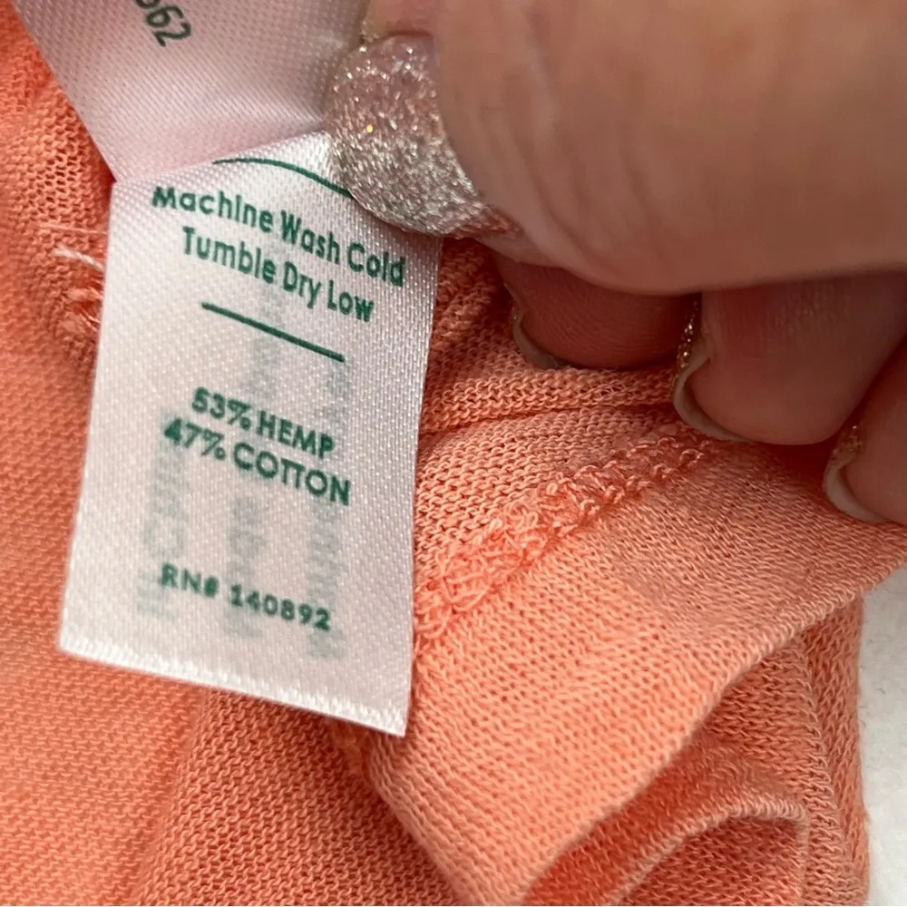 Marine Layer Hemp Cotton Blend Top Short Sleeve Shirt Women Size Small Peach NEW - Image 6