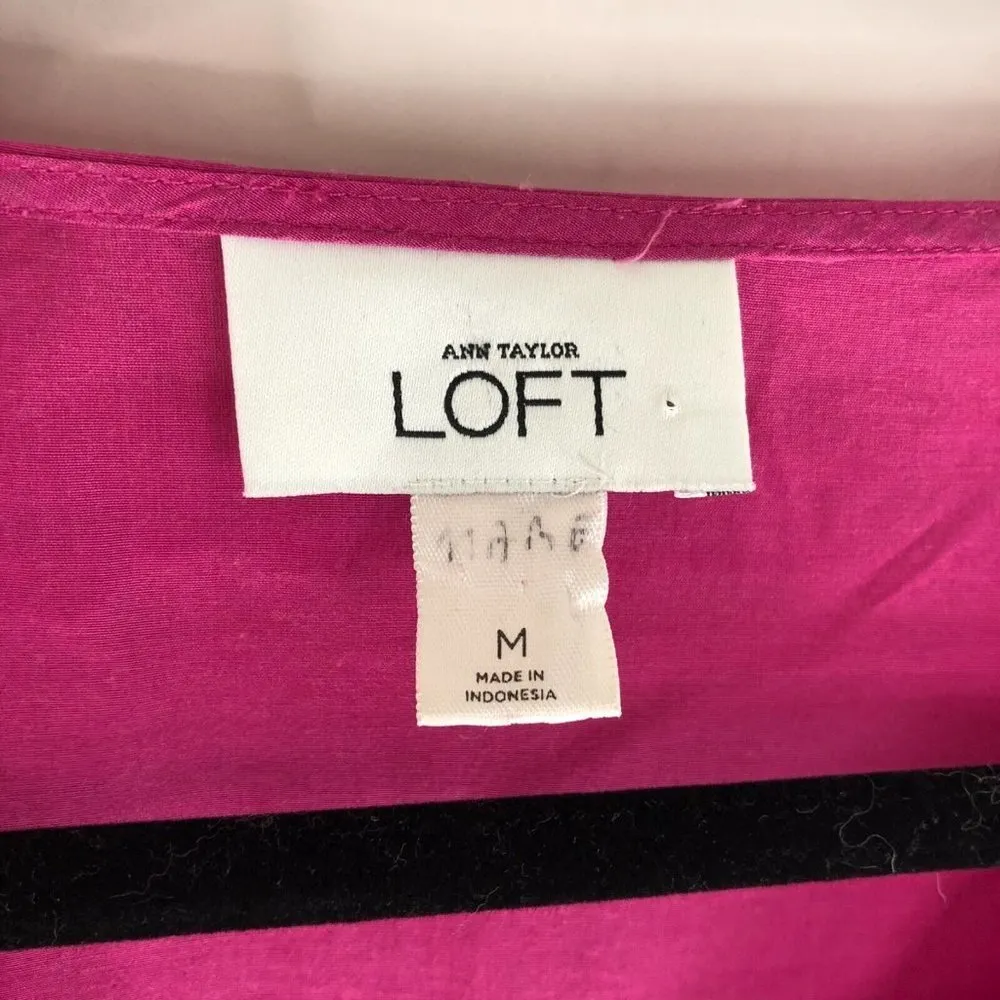 Ann Taylor LOFT Womens Tank Top Tiered Cotton Silk Blend V Neck Pink M - Image 3