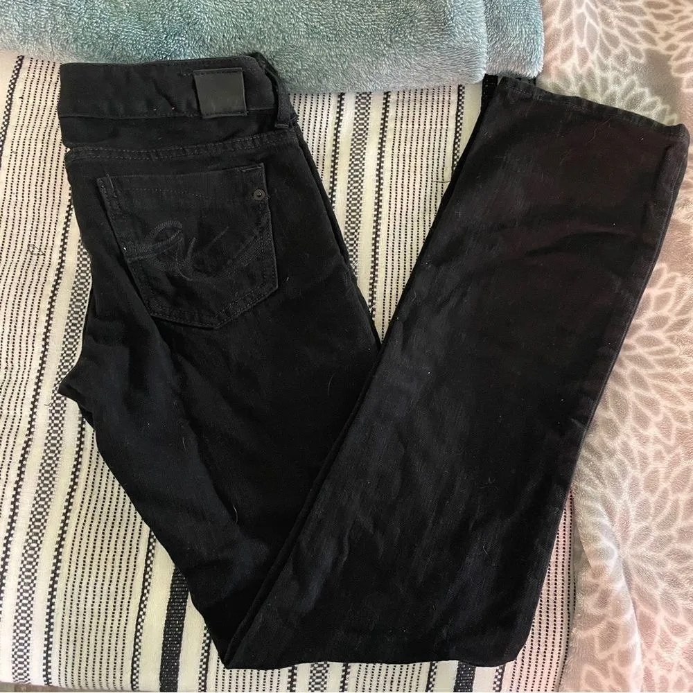 X2 Skinny Straight Jeans 0‎ Black Denim Stretch Low Rise Vtg Y2K Punk Normcore - Image 2