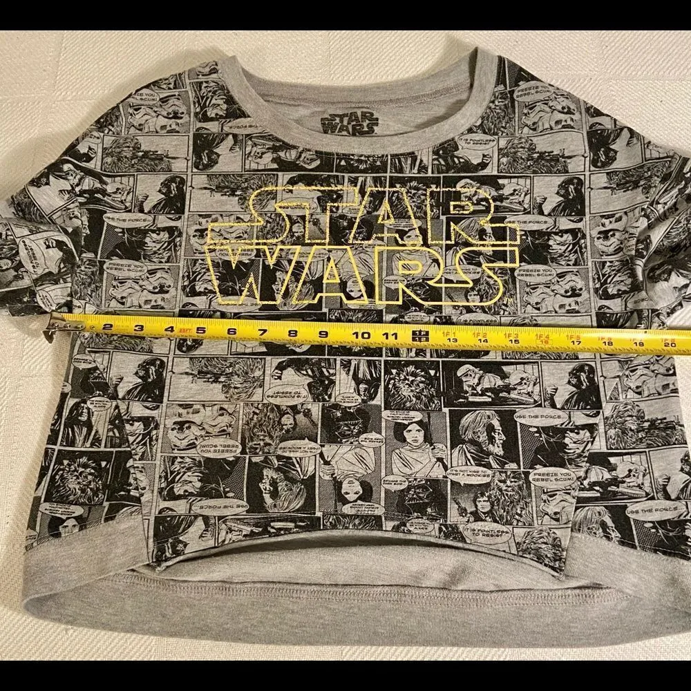 Star Wars Womens Top Size X-Small Gray Comic Graphic Crop Sweatshirt Chewbacca - Image 4