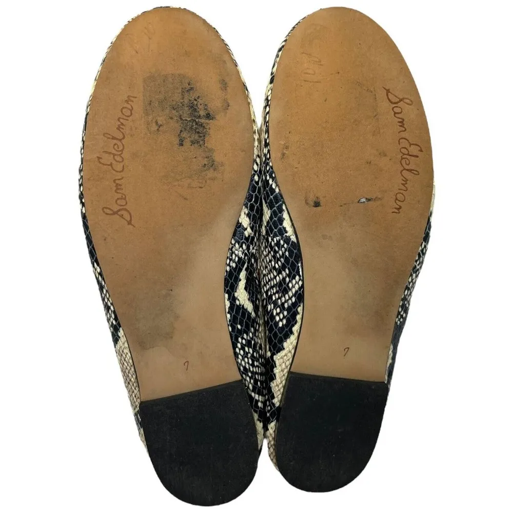 Sam Edelman Felicia Leather Snake Reptile Ballet Flats Black Tan 7 - Image 4