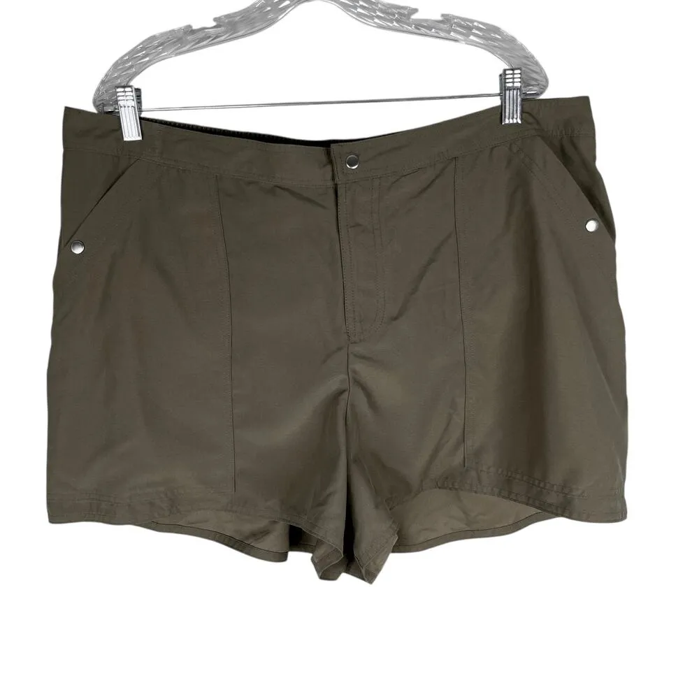 Cazimi Womens Board Shorts Swim 18W Ivy Pockets New Green - Image 11