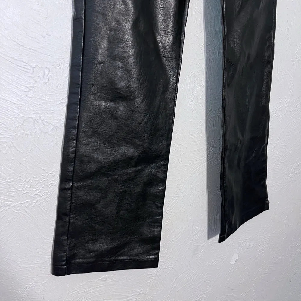 Princess Polly  Faux Leather Black Pants Straight Leg Women's Size 2 - Image 5