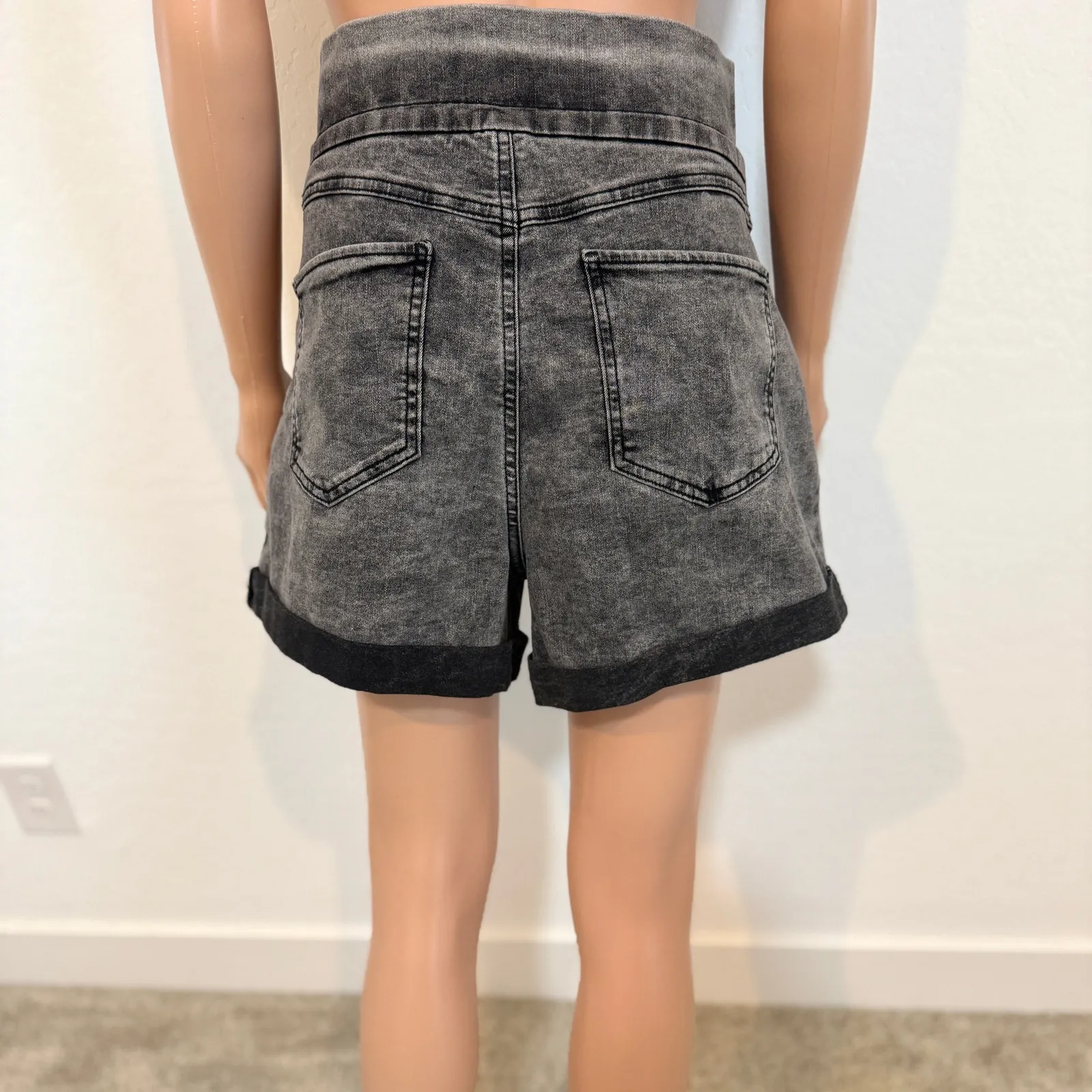 Sincerely Jules 9 29 high rise paperbag cuffed stonewash shorts SH 3019 - Image 6