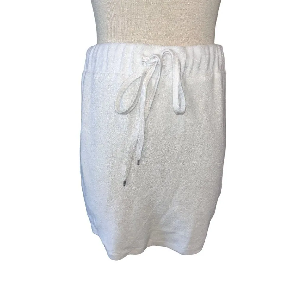 Revolve Tennis Club Drawstring Skirt in White Small New Womens Terry Cloth - Image 4