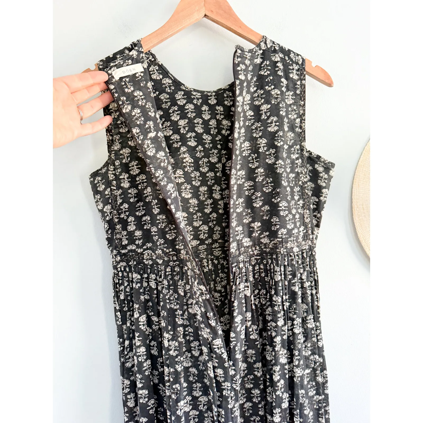 DÔEN | DOEN | Tulsi Dress Black White Midi Floral | Sz Medium - Image 8