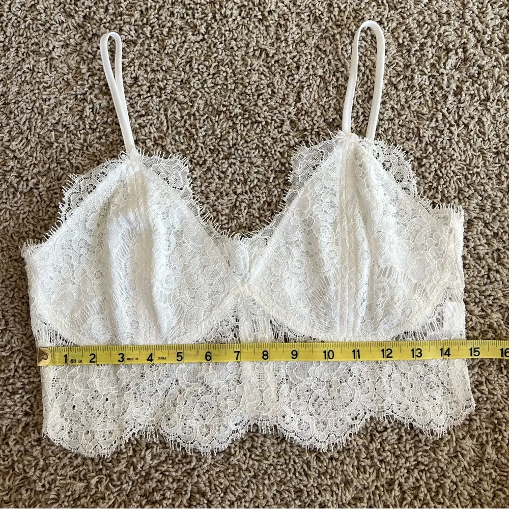 Missguided Cream Lace Cropped Top Bralette Size 10 Lingerie Sexy Back Zi… - Image 5
