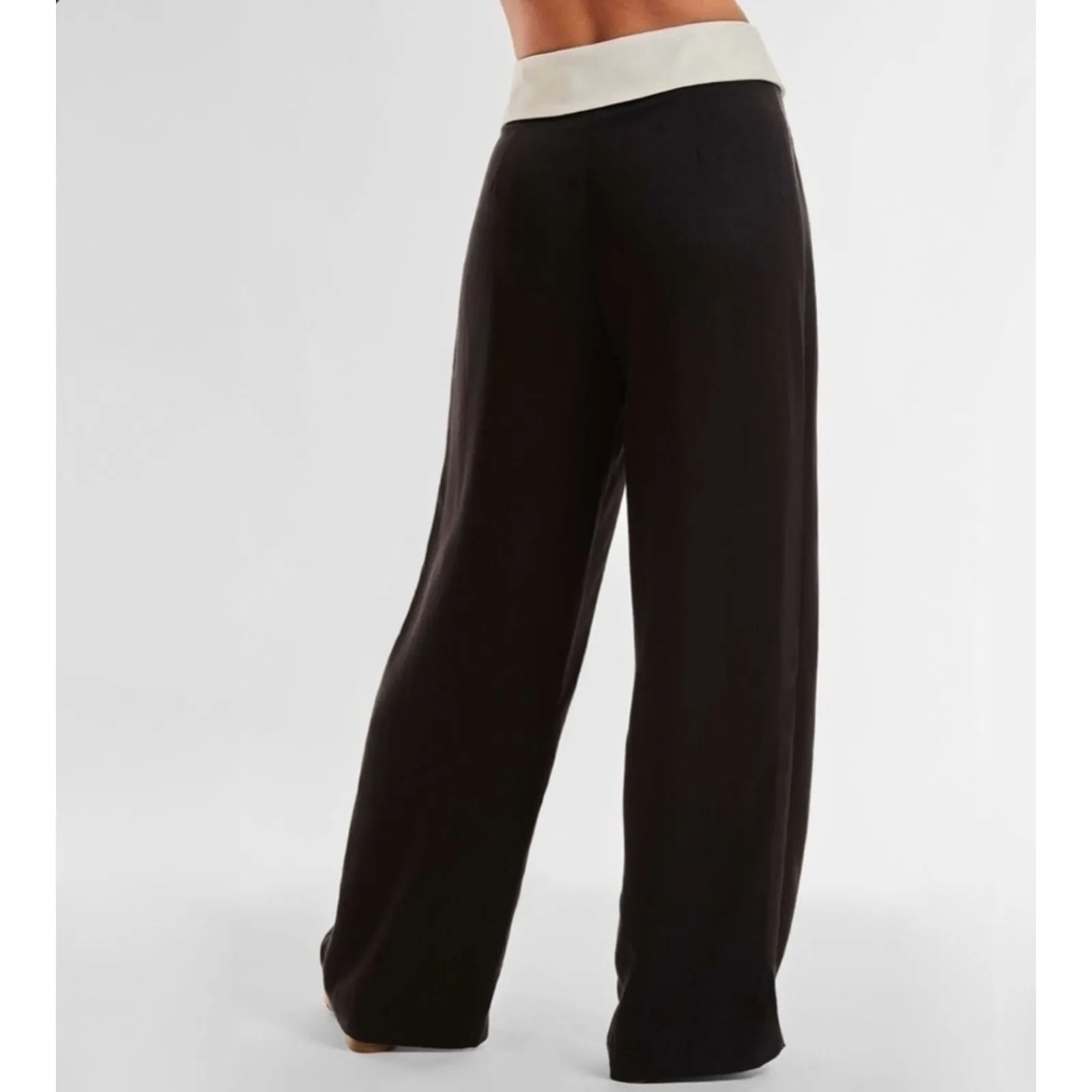 The Noli Shop Women's Dress Pants Foldover Trousers Black Elegant Size 4 - Image 5