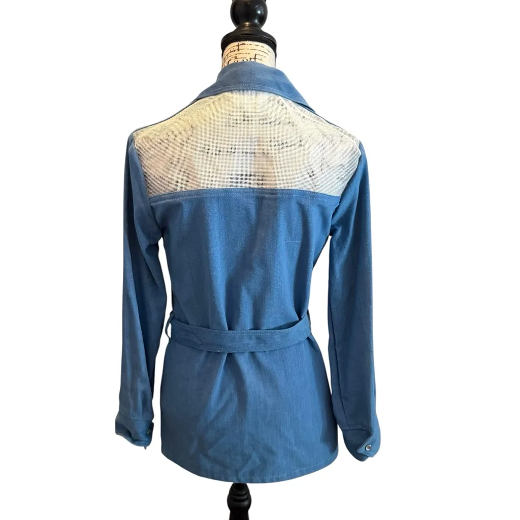 Vintage Slatzi Craft Screen Door Threads Jacket Blue Size 8 Belt White Mesh Snap - Image 3