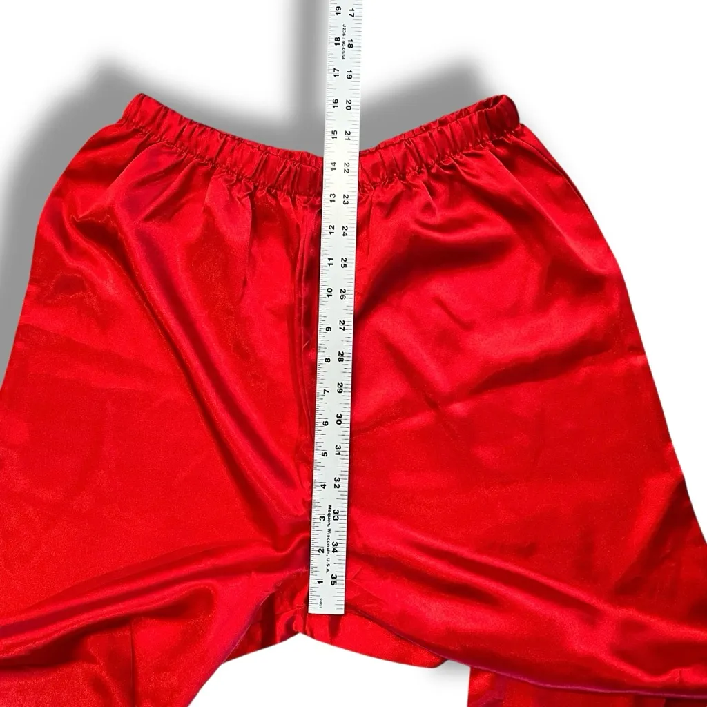 Liz Banks Pink Label Red Pajama Set Silky Large Long Sleeved Button Down Top A - Image 7