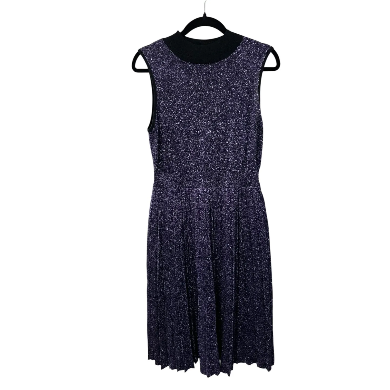 Kate Spade New York Metallic Knit Pleated Mock Neck Midi Sweater Dress‎ Size L - Image 5