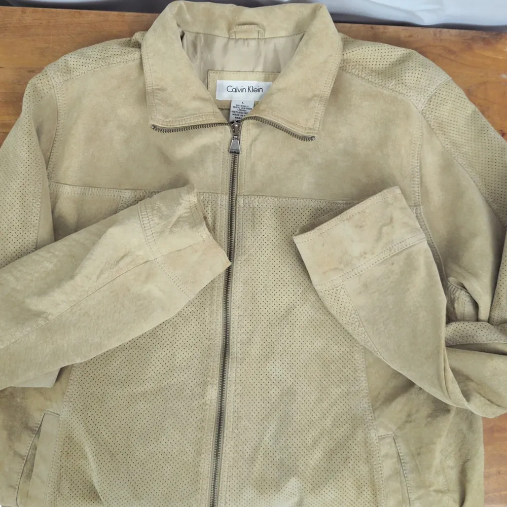 Ladies' Calvin Klein Perforated pattern Leather Suede Jacket Large - Image 5