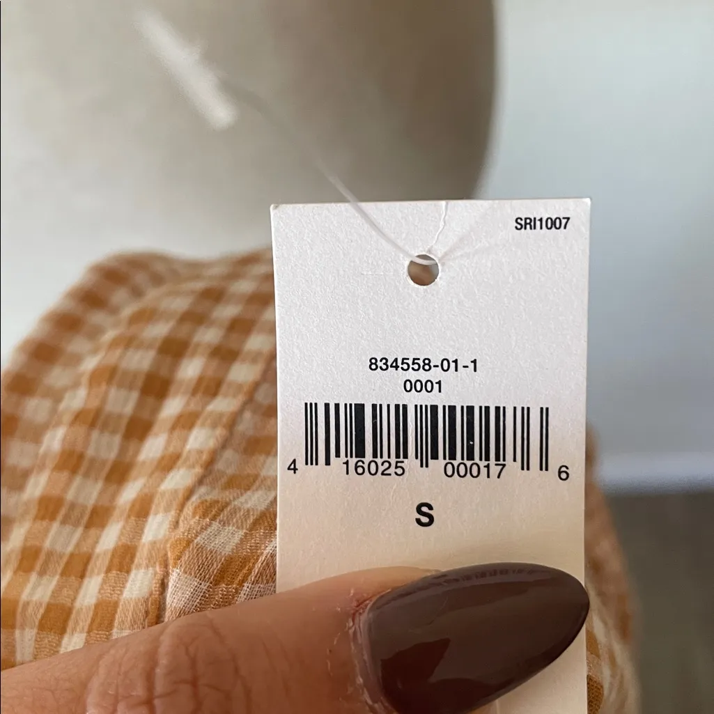 GAP Apricot Gingham Cottagecore Button Down Shirt NWT – Size S – 100% Cotton - Image 7