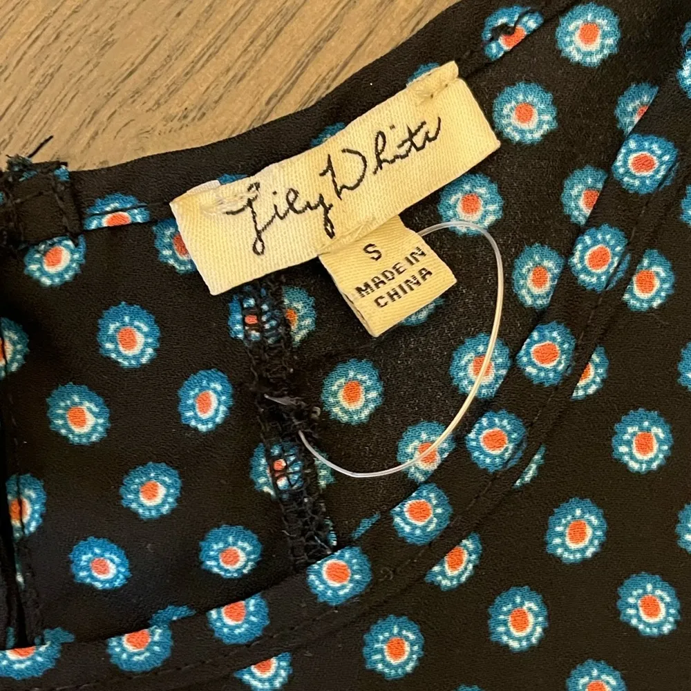 Lily White  Black Tiny Floral Blouse GUC - Image 3