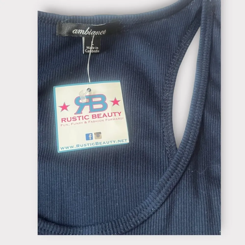 Navy Blue Tank Top Multiple Sizes Available Size L - Image 2