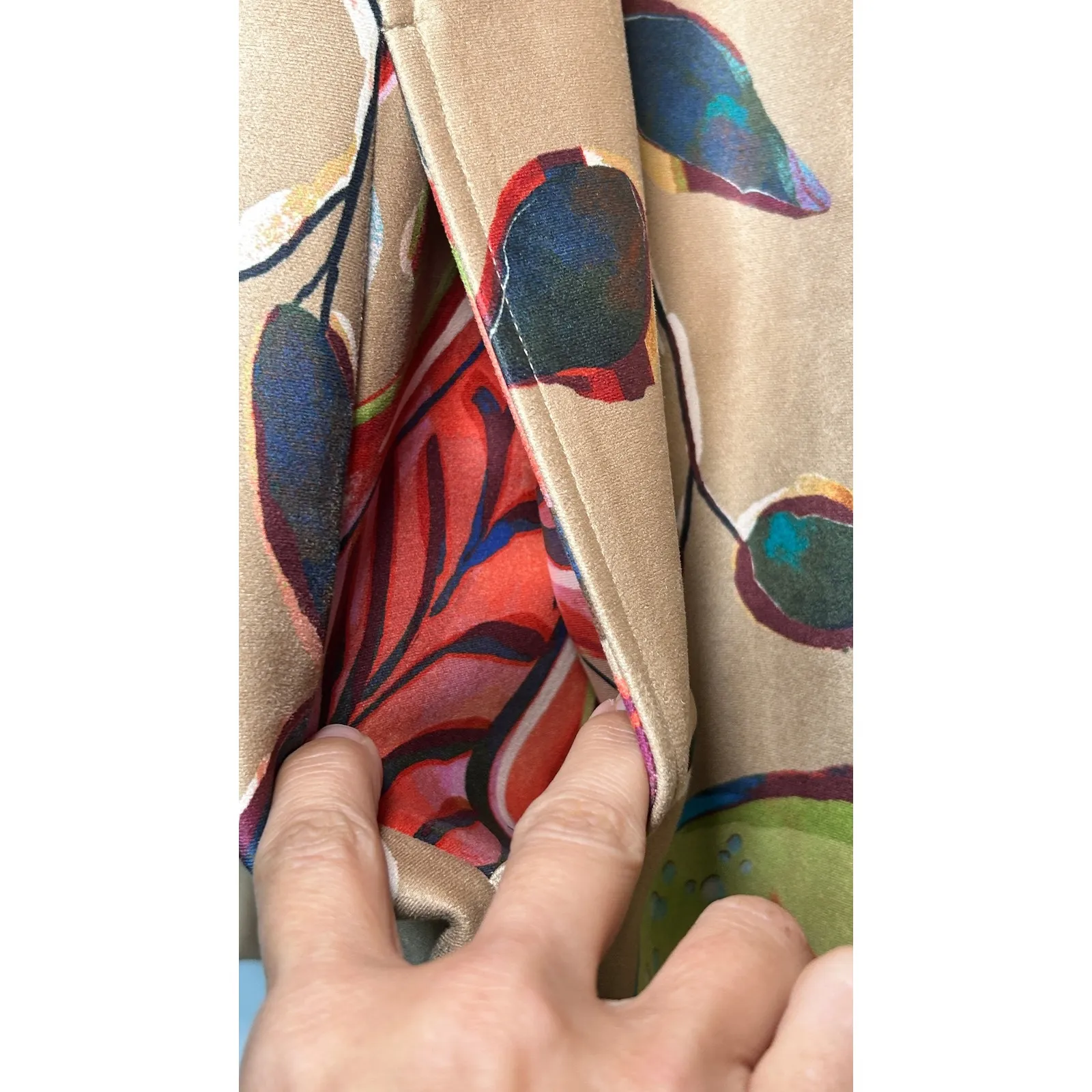 Chicos Floral Harvest Size 16 / 18 XL Tan Faux Suede Long Sleeve Jacket Topper - Image 6