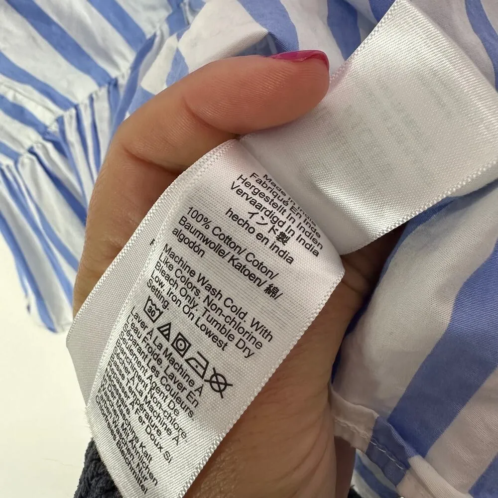 J.Crew Tiered Cotton Poplin Mini Dress in Barrie Stripe Size Small BP851 - Image 4