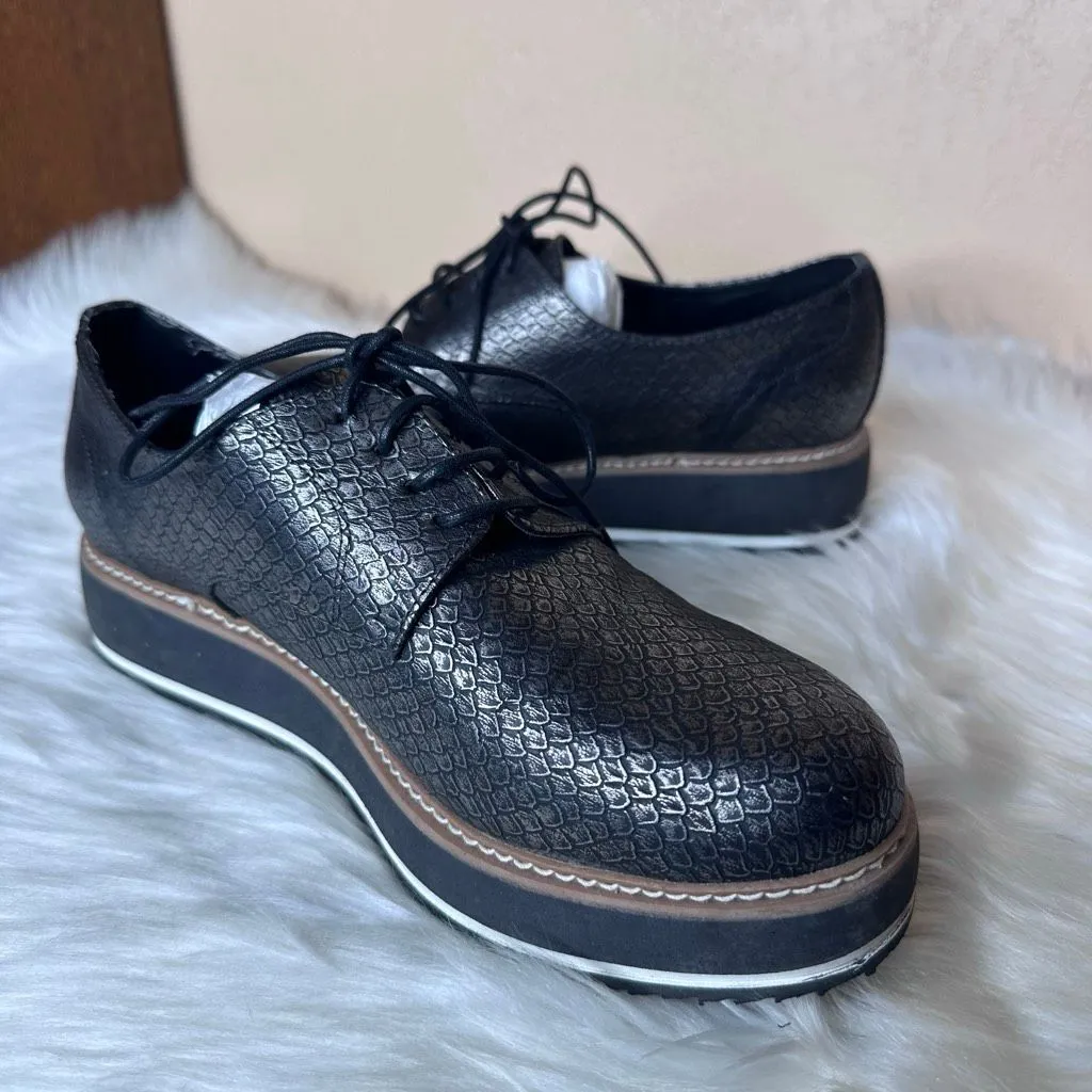 Exé Platform Loafers Metallic Black Scale Print Size 41 - Image 12