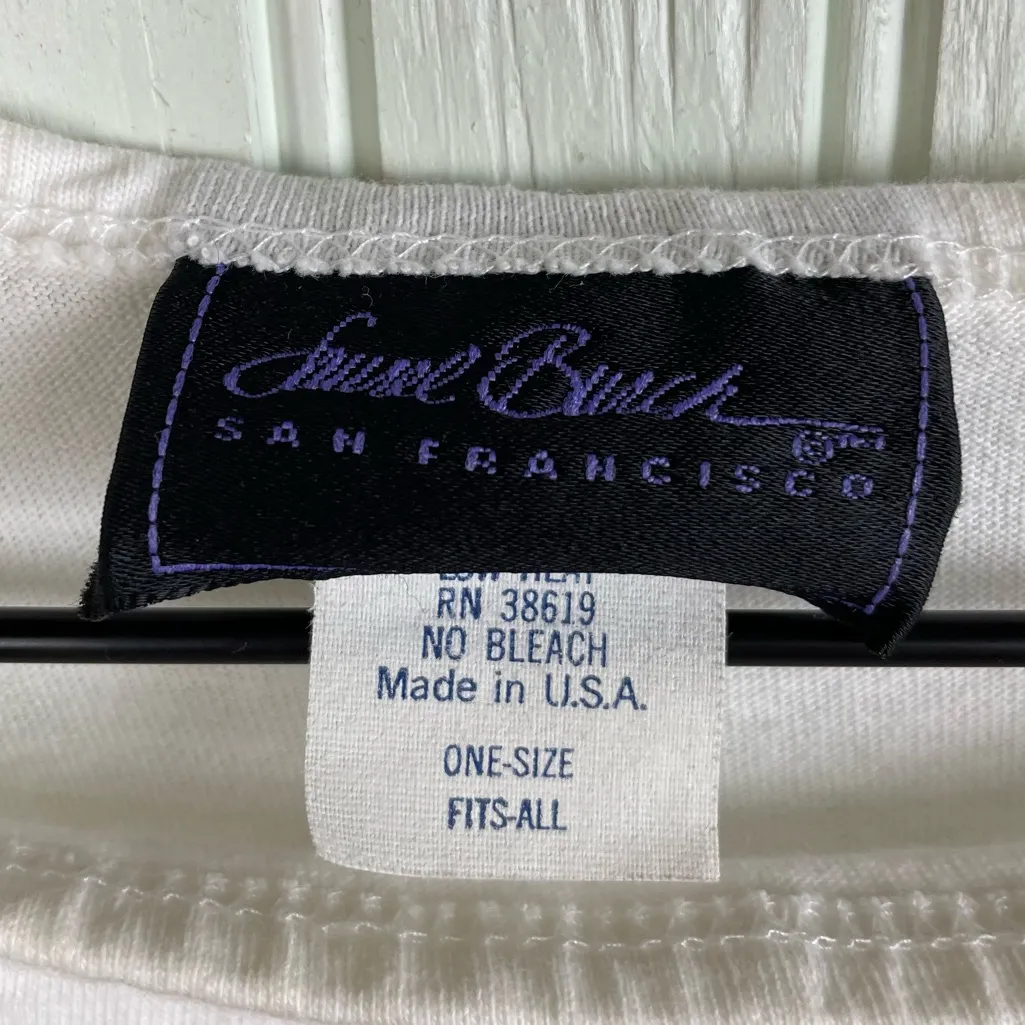 Vintage 80s 90s Laurel Burch San Francisco Sun Goddess Tee One Size Retro Artsy White - Image 6