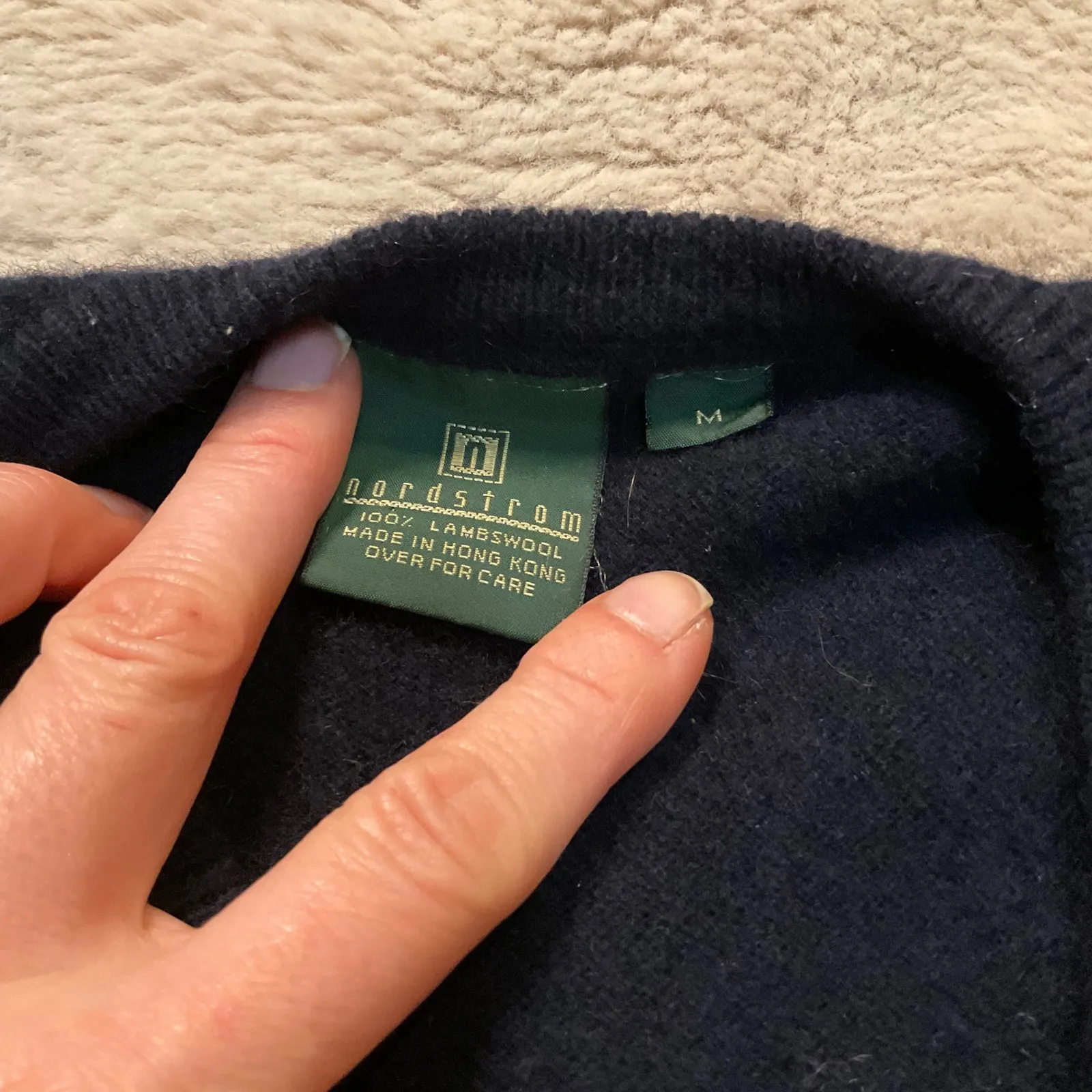 Nordstrom Knit Sweater Vest Size Medium Navy Blue 100% Lambswool V Neck Womens - Image 4